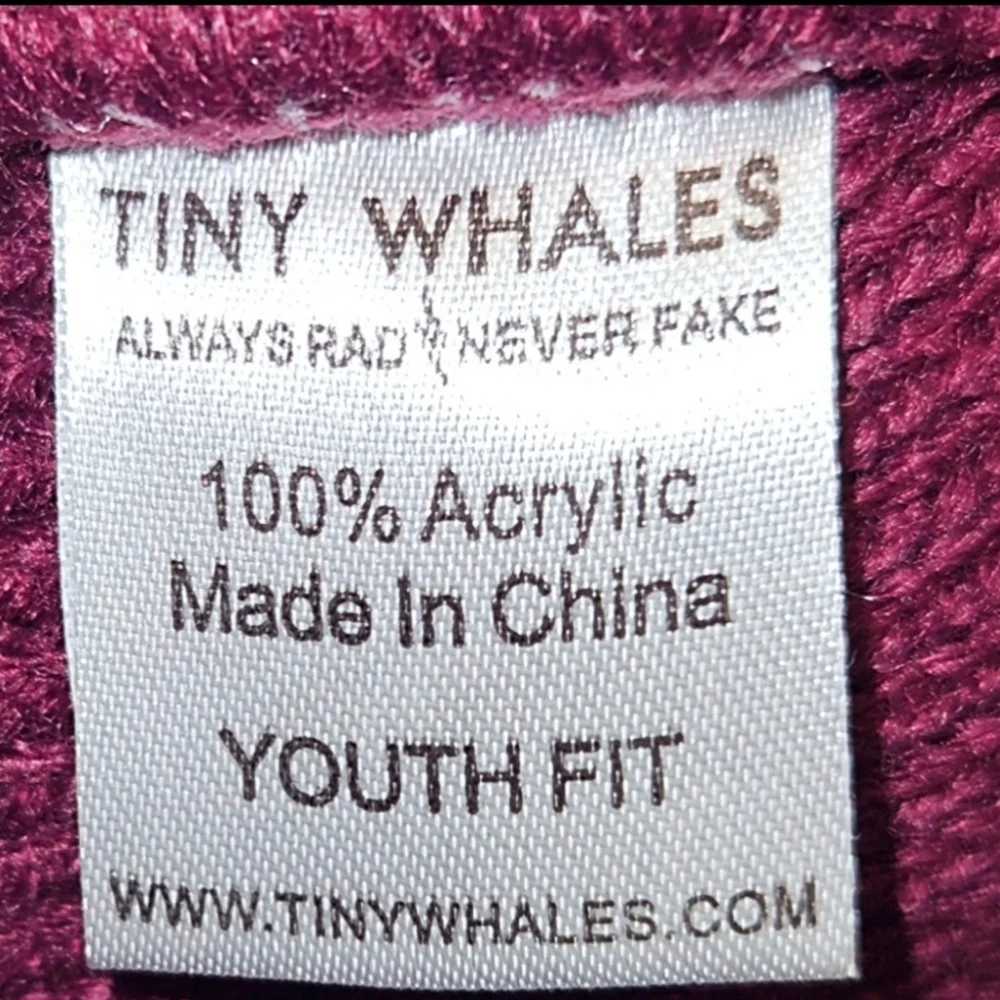 Tiny Whales Revolution Beanie w/ Light Pink Pom Pom 6-12Y EUC
